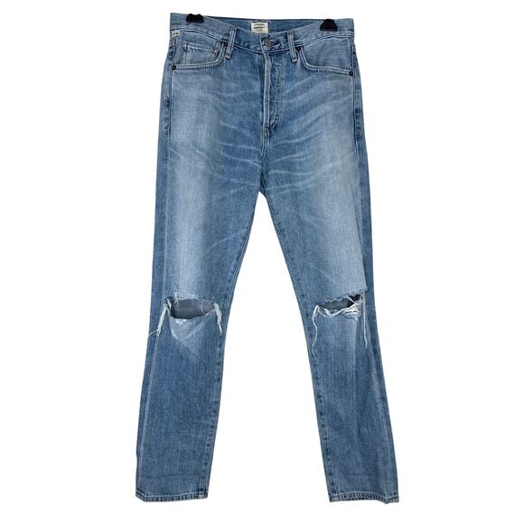 Citizens of Humanity Liya Size 25 High Rise Crop Distressed Button Fly Denim - Picture 1 of 9